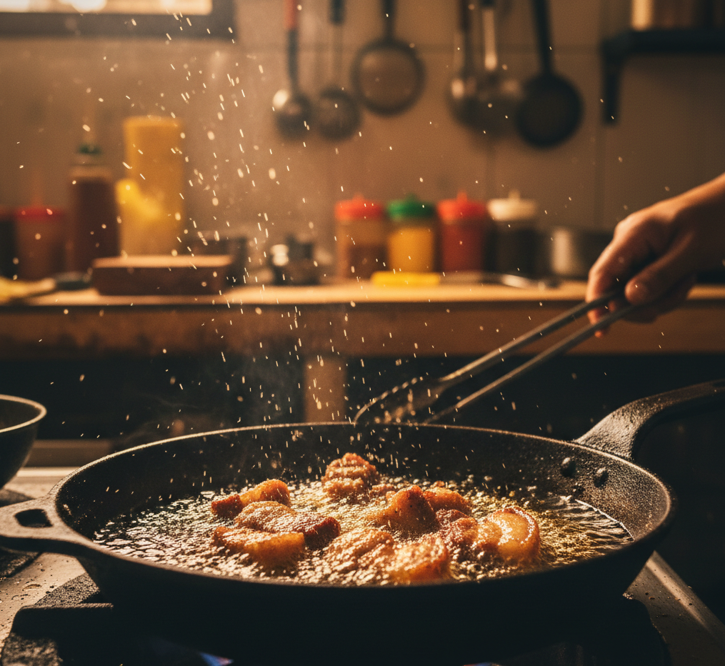 Sizzling authentic Japanese chicken being prepared in our Cebu kitchen